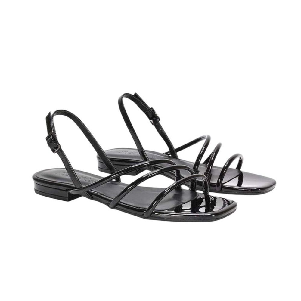 XY London Womens/Ladies Mary Patent Square Toe Sandals / True Black